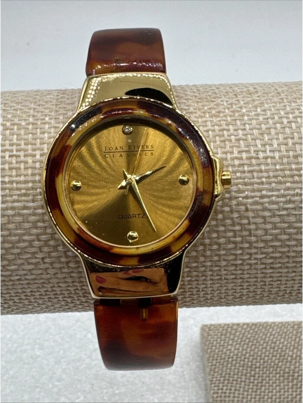 Joan Rivers Vintage Classics Collection Tortoise Shell Cuff Women's Watch Works!